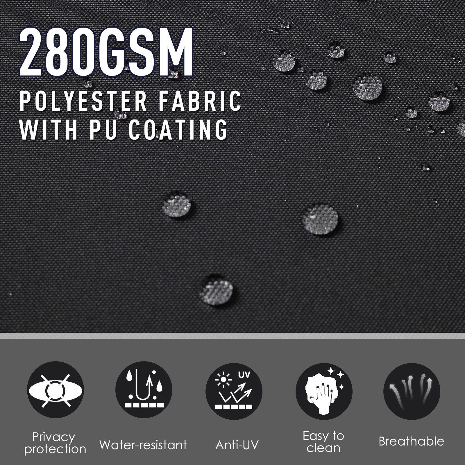 Kozy 600 x 180 cm (HxL) Retractable Awning Double Canopy Side Privacy Protection Sun Shade Side Blind w/ Steel Frame Versatile Use In Garden Patio - Black