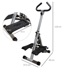 HOMCOM Stepper w/Handle Hand Grip Workout Fitness Machine For Fitness Aerobic Exercise Home Gym Grey