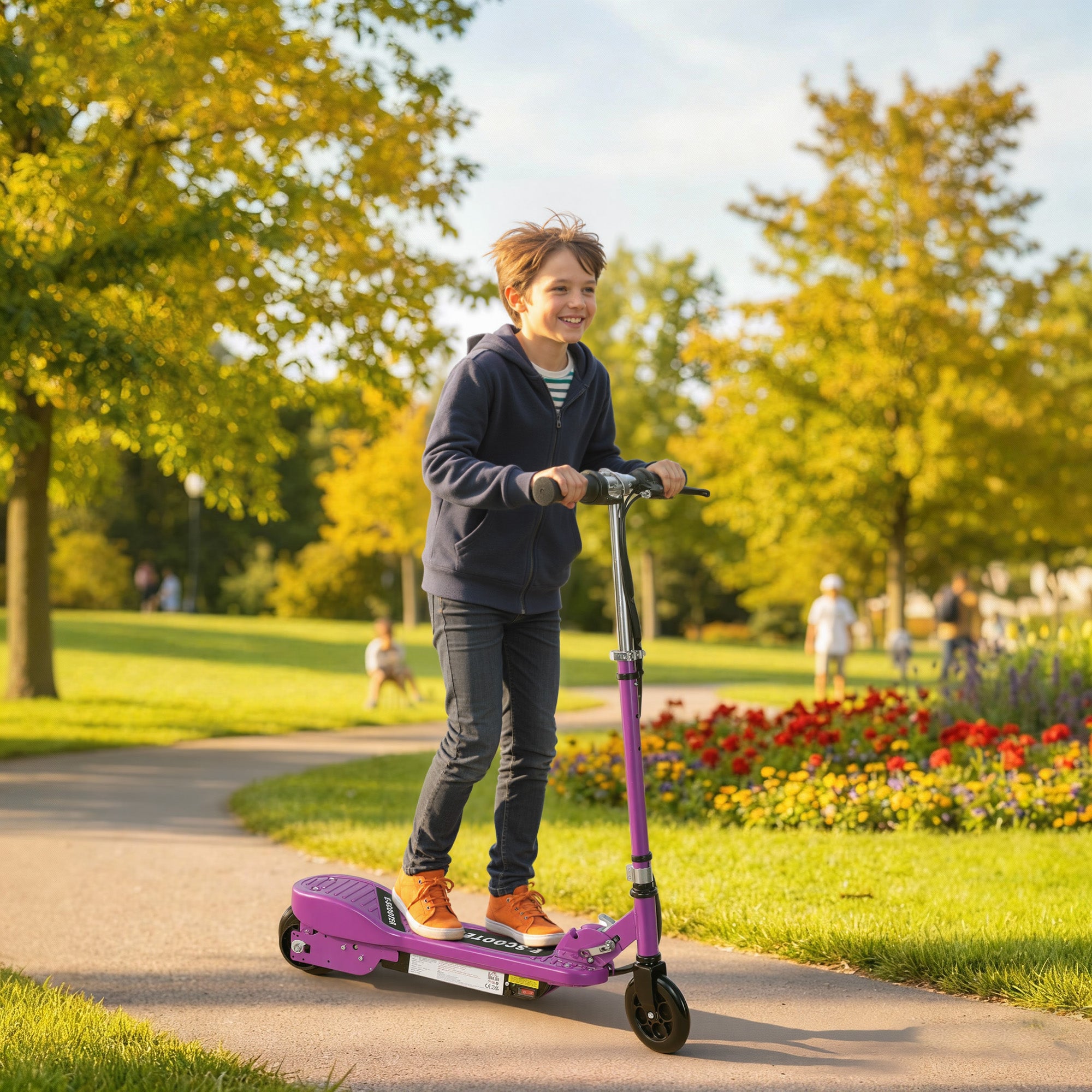 Kozy Foldable Electric Kids Scooter, Ride-on for Ages 7-14 Years, Purple