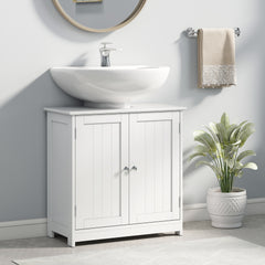 Kozy Under Sink Bathroom Cabinet, Freestanding Under Sink Cabinet with 2 Doors and Adjustable Shelf for Basin without or with Pedestal, White