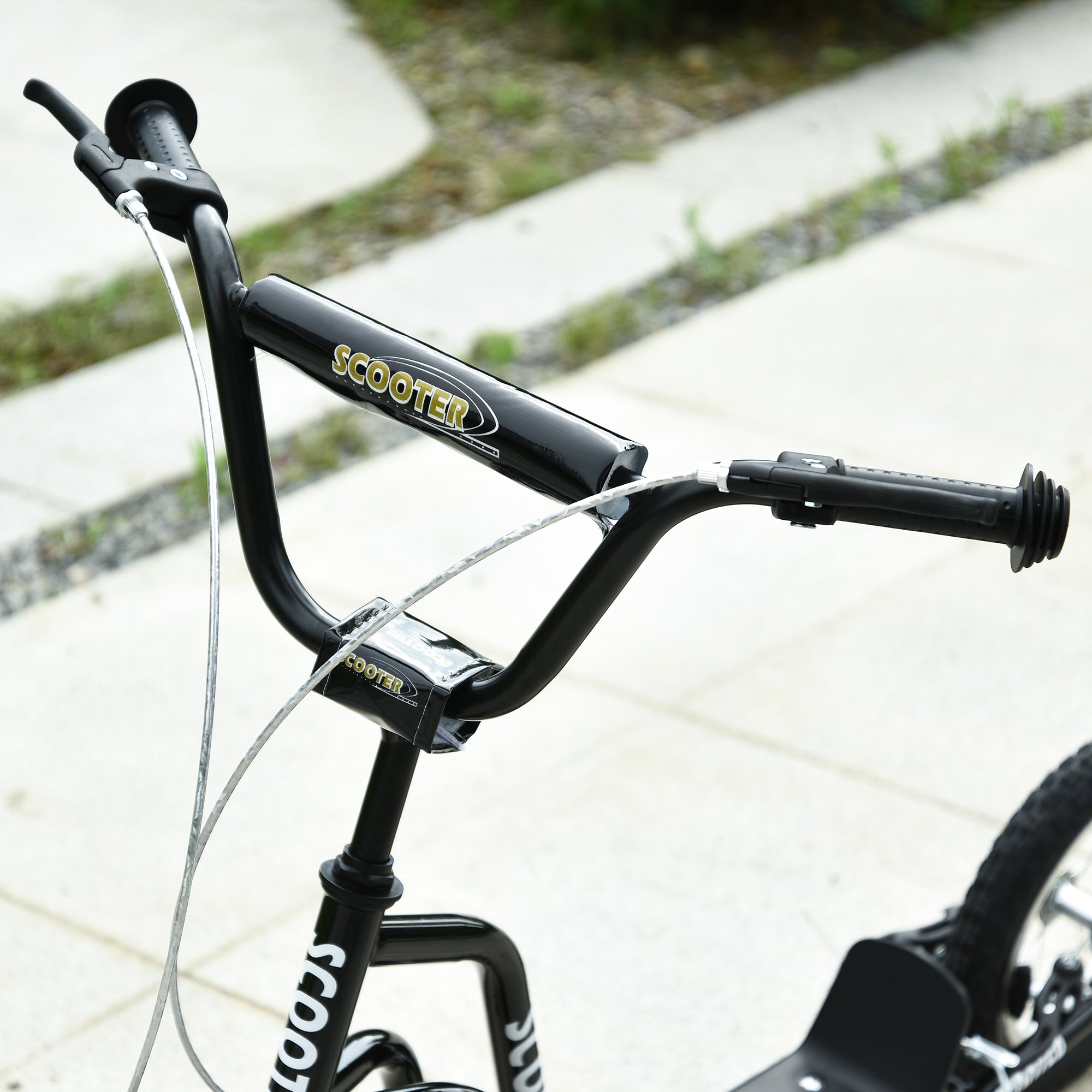 Kozy Teen Kick Scooter with Adjustable Handlebar, Inflatable Wheels, Two Brakes, Black