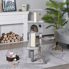 PawHut Cat Tree Tower, 51" Activity Centre with Condo, Scratching Posts, Ladders, Toys, Ideal for Climbing, Relaxing & Playing