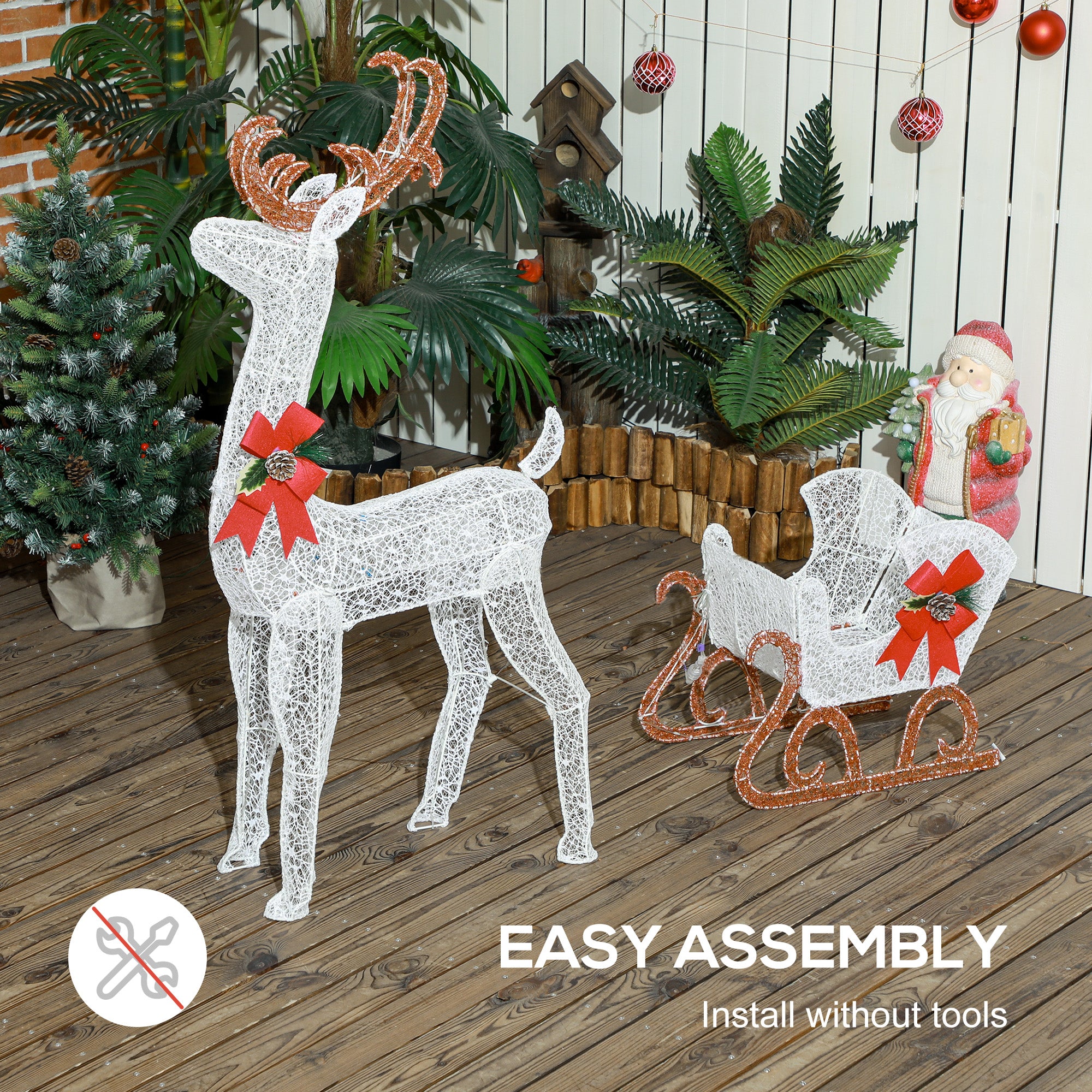 Kozy - 170 LED Light Reindeer and Sleigh Christmas Decoration