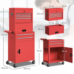 Kozy - Three-Part Steel Locking Tool Chest - Red