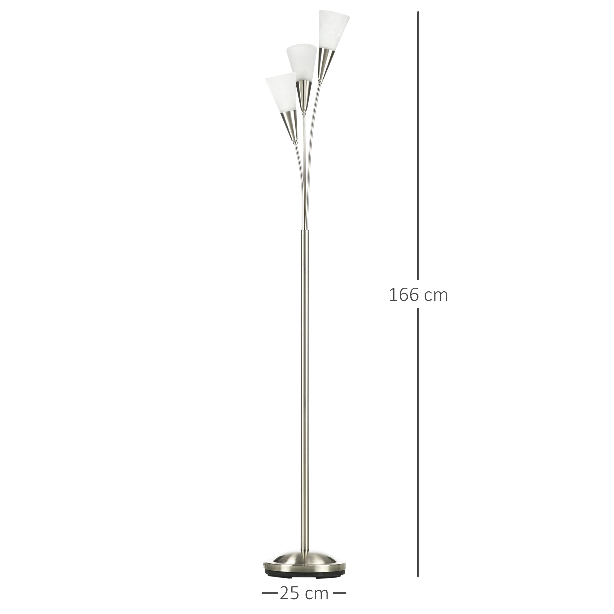 Kozy 3-Light Upright Floor Lamps for Living Room, Modern Standing Lamp for Bedroom with Steel Base, Bulb not Included, Silver