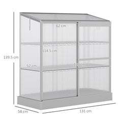Kozy 3 Tier Greenhouse Garden Outdoor Cold Frame Plant Flower Growth Transparent Polycarbonate Board Openable Roof Sliding Door w/ Foundation 131L x 58W x 140H cm