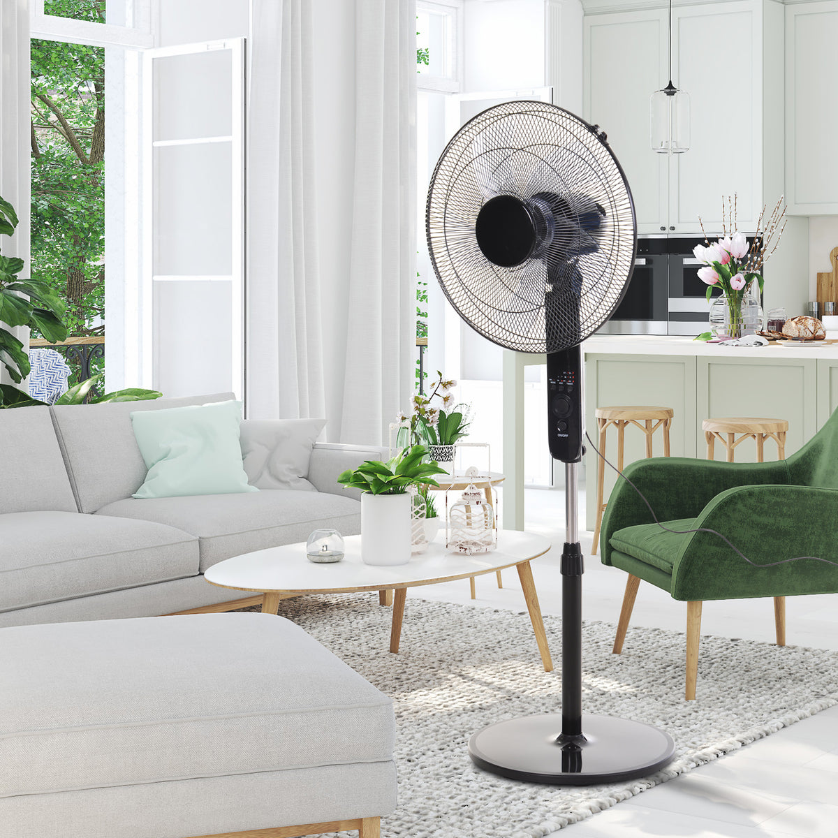 HOMCOM Oscillating Floor Fan W/ Remote Control