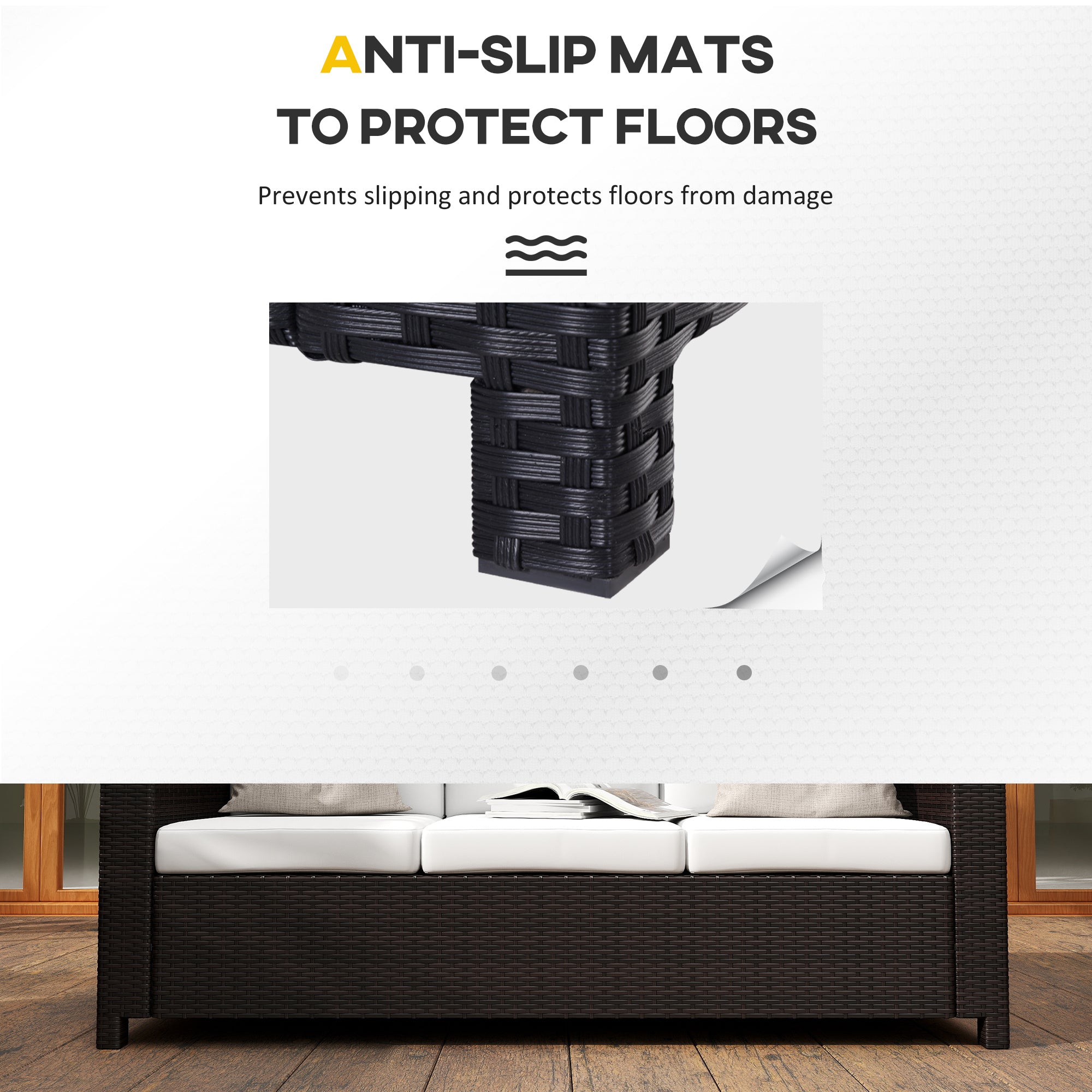 Kozy 3 Seater Rattan Sofa, All-Weather Wicker Weave Metal Frame Chair with Fire Resistant Cushion, Brown