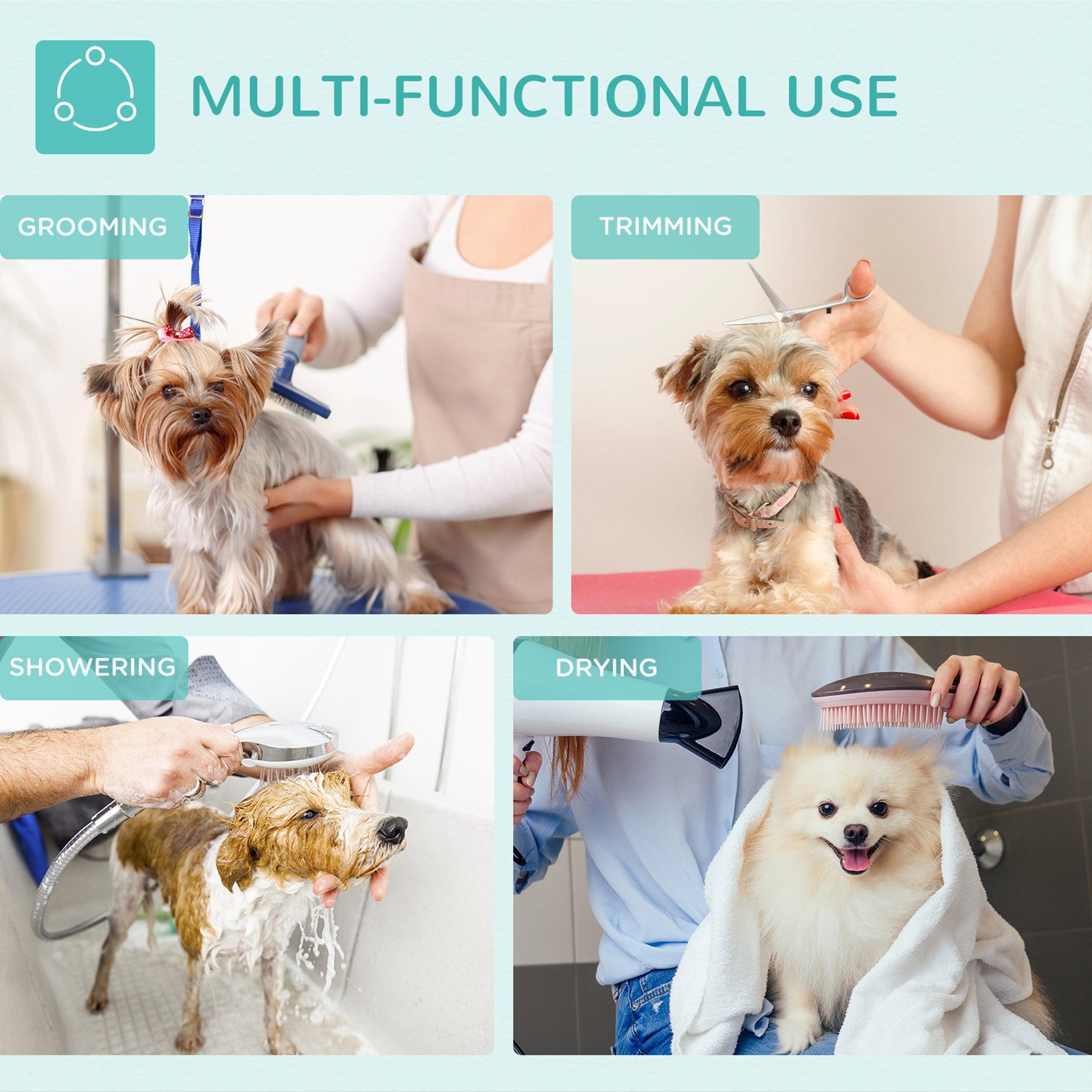 Kozy 32" Foldable Dog Grooming Table Pet Drying Beauty Table Adjustable Fixed Arm Rubber Top, Black