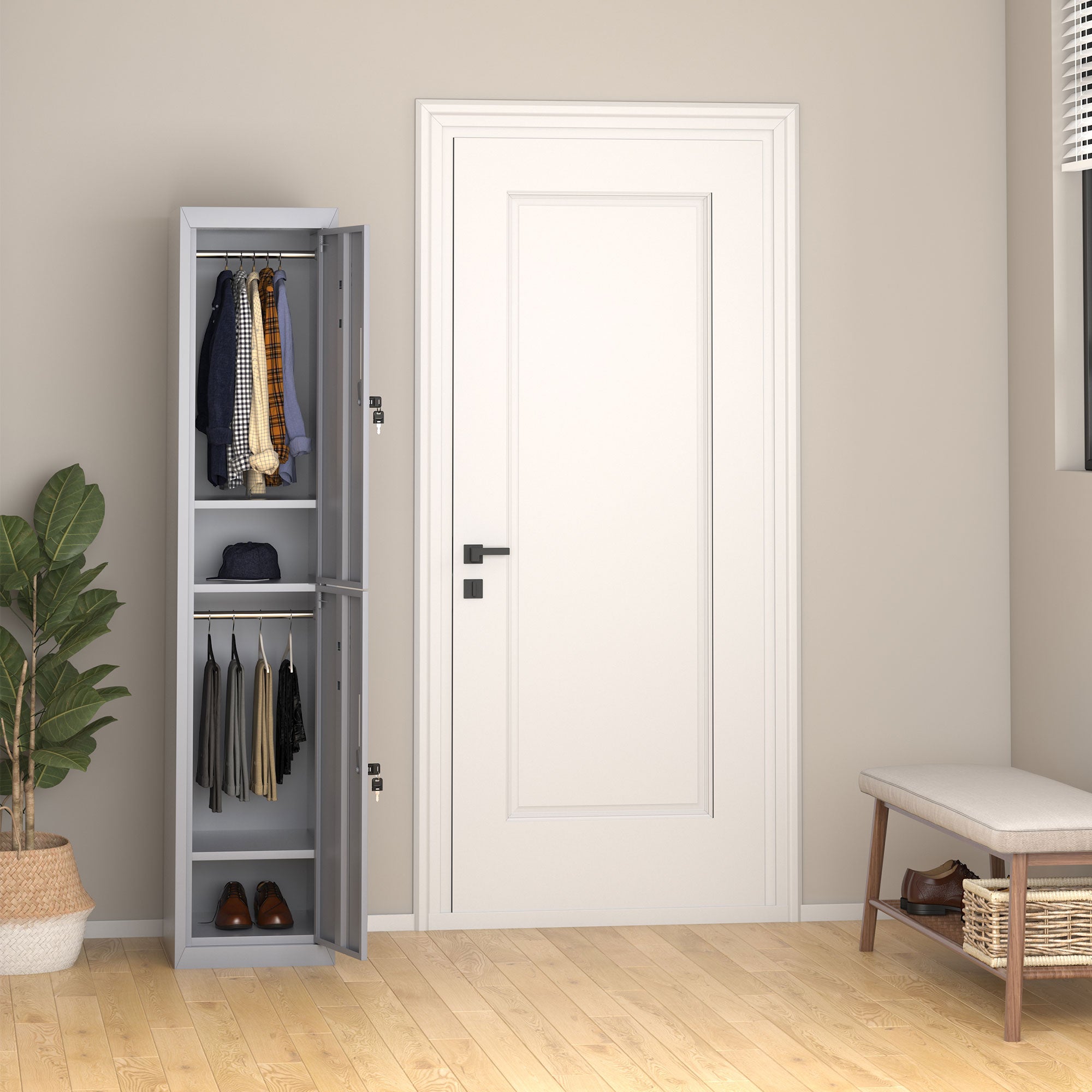 Kozy Locker Cabinet Storage Cold Rolled Steel w/ Shelves Vertical Cupboard Grey 38 x 46 x 180 cm