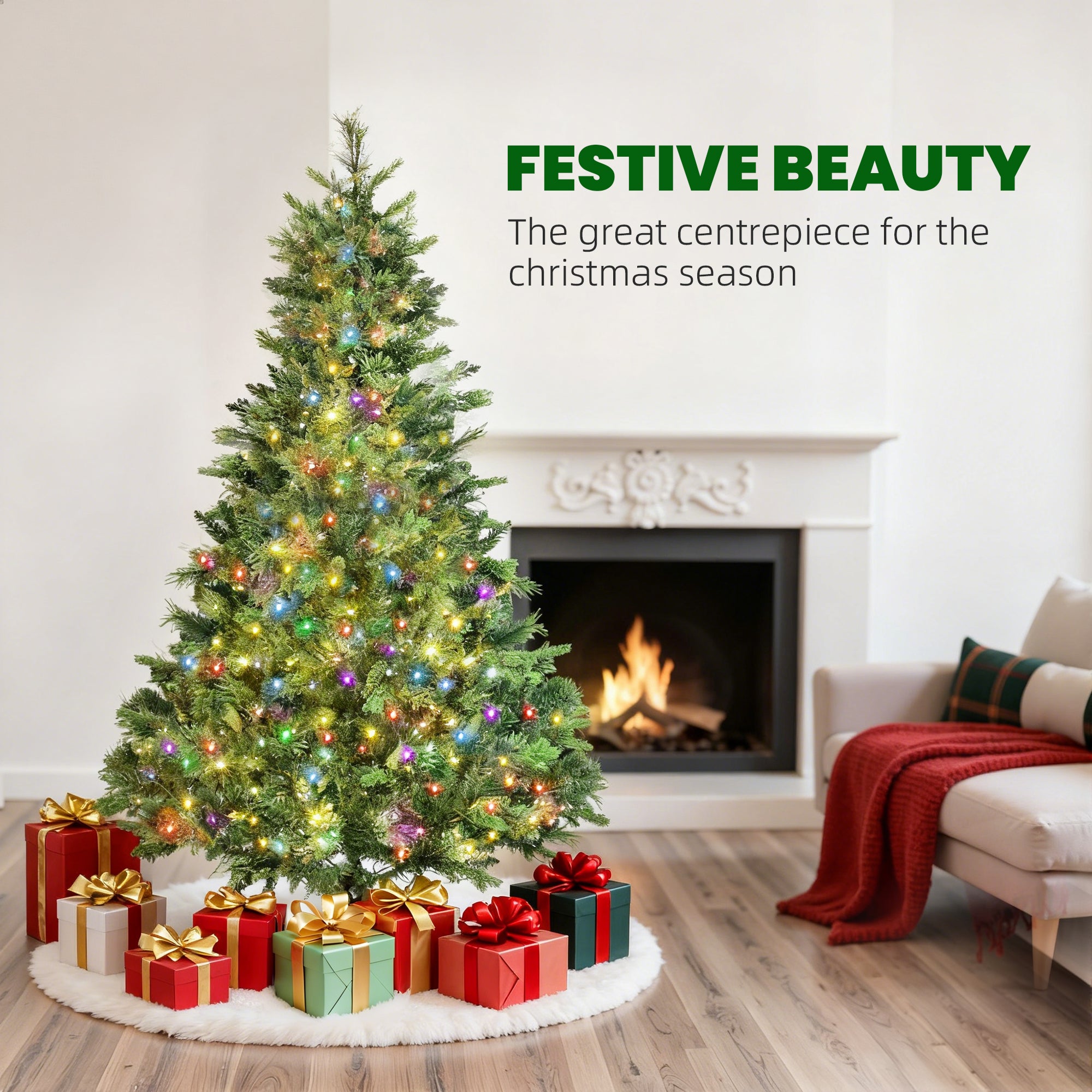 Kozy - 180cm Carolina Pine Christmas Tree with Colourful DIY Synchronized LED Lights and Remote