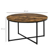 Round Coffee Table, Industrial Side Table with Frame, Large Coffee Tables for Living Room, Bedroom
