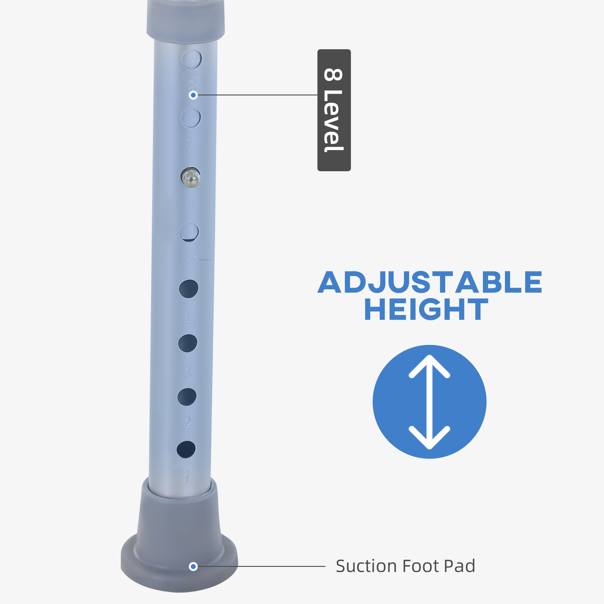 Kozy 8-Level Height Adjustable Bath Stool Spa Shower Chair Aluminum w/ Non-Slip Feet, Handle for the Pregnant, Old, Injured