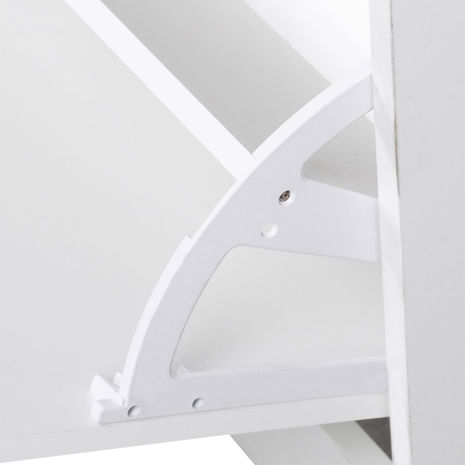 Kozy 2PC Shoes Storage Chest Cloths Rack Unit w/Mirror Multiple Shelves Large Storage Capacity Shoes Cabinet 6 Hooks Cloth Rack White