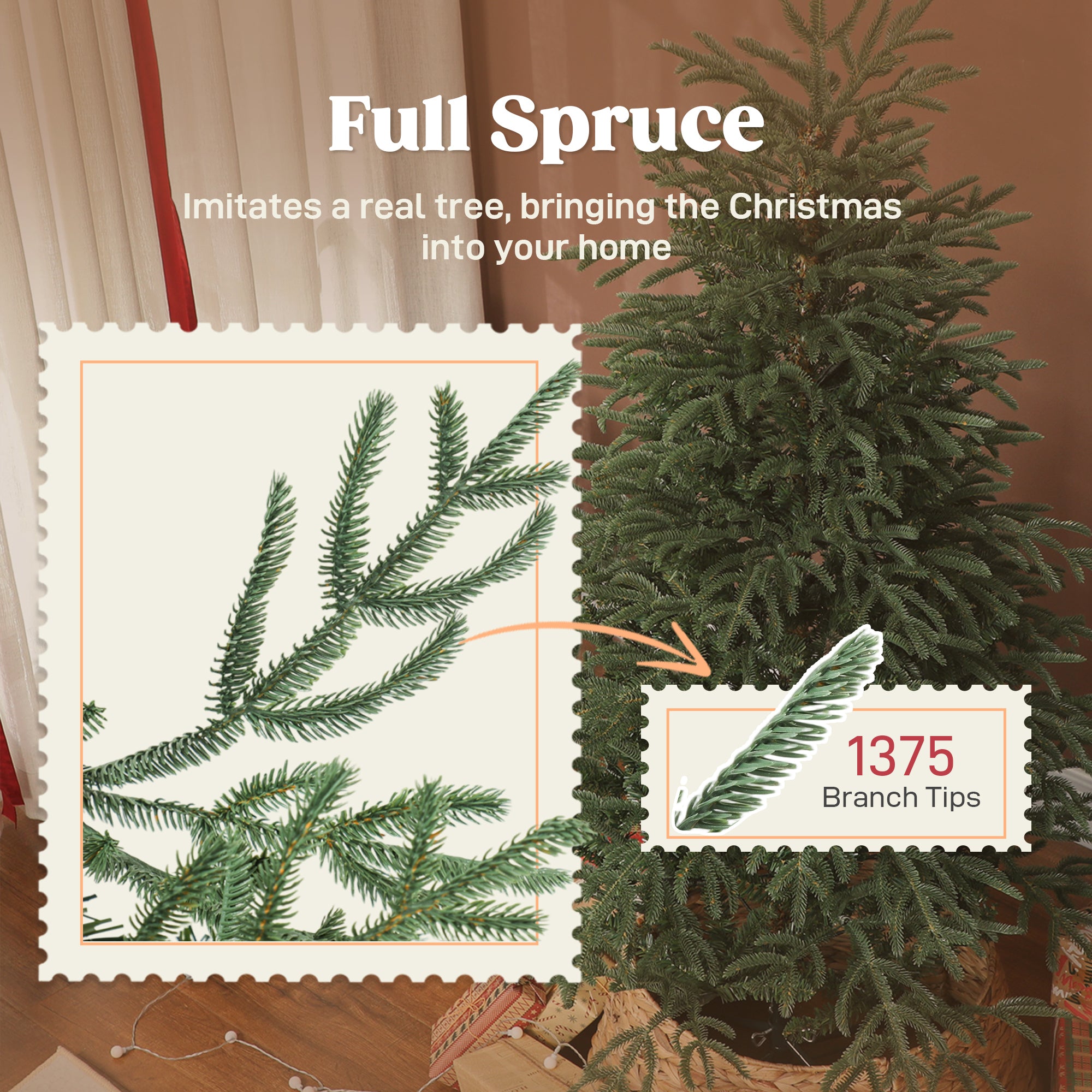 Kozy - 5 ft Full Spruce Christmas Tree with Realistic Dense Tips, Easy Assembly - Green
