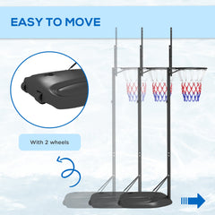 SPORTNOW Height Adjustable Basketball System, Freestanding Basketball Hoop and Stand w/ Wheels, 167-228cm | Aosom UK