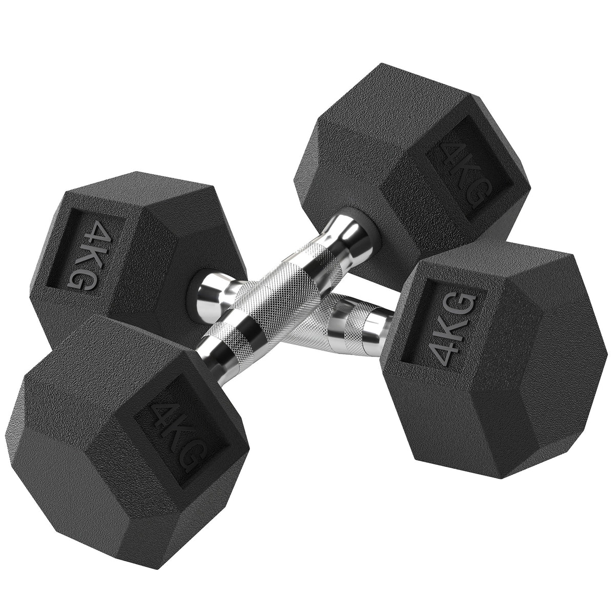 Kozy 2x4kg Rubber Dumbbell Sports Hex Weights Sets Home Gym Fitness Hexagonal Dumbbells Kit Weight Lifting Exercise