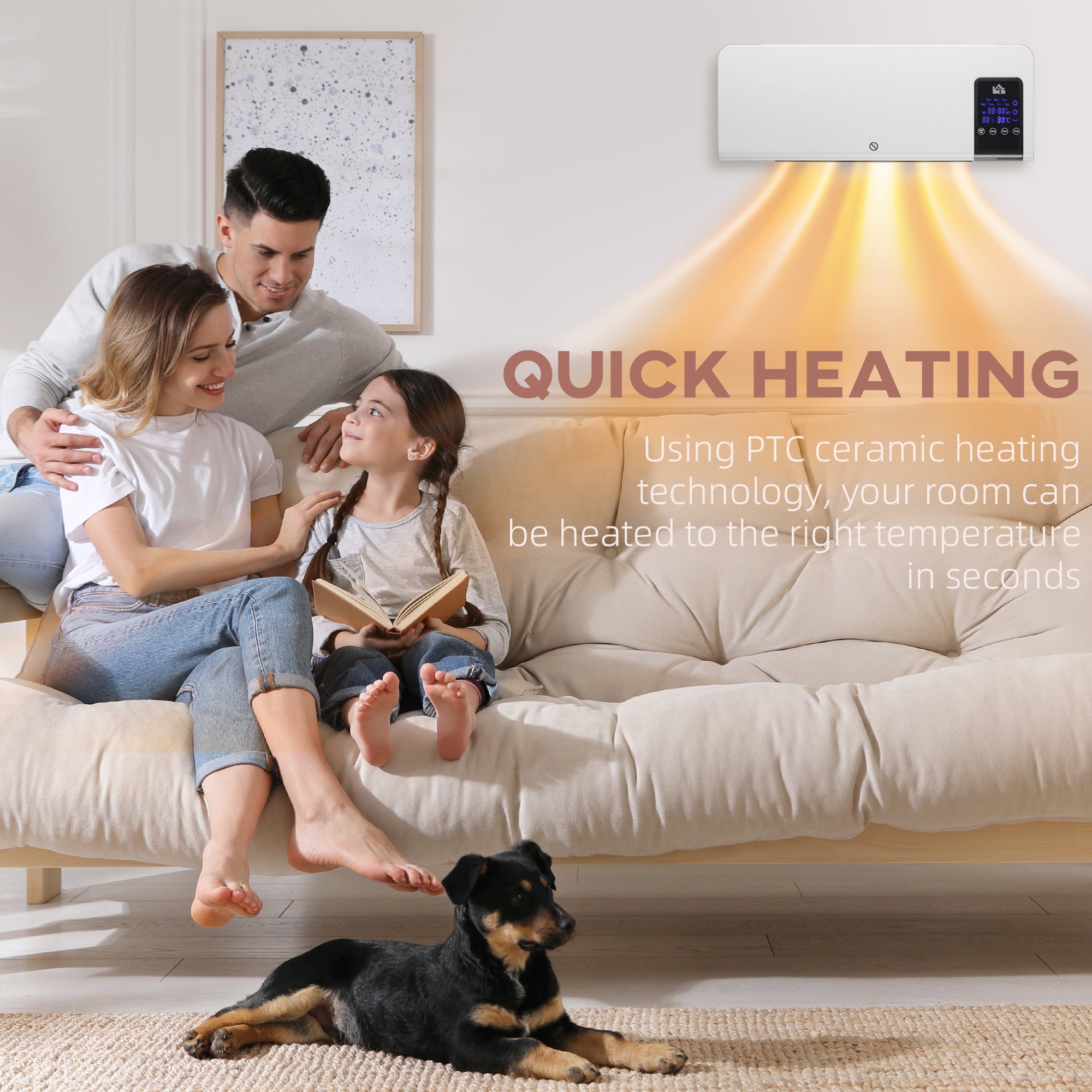 Kozy - 2000W Wall-Mounted Heater, 18-45°C Temperature, White