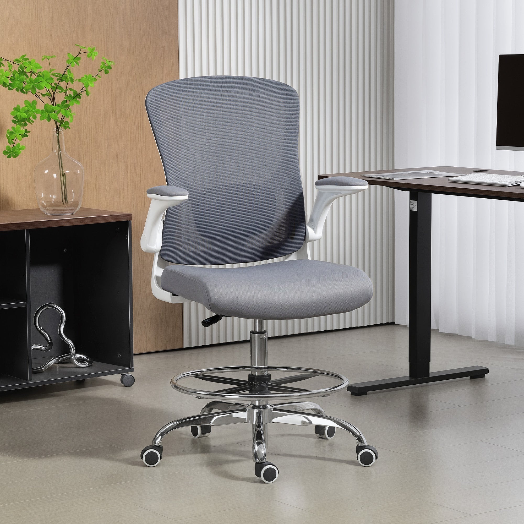 Kozy Draughtsman Chair, with Adjustable Lumbar - Charcoal Grey