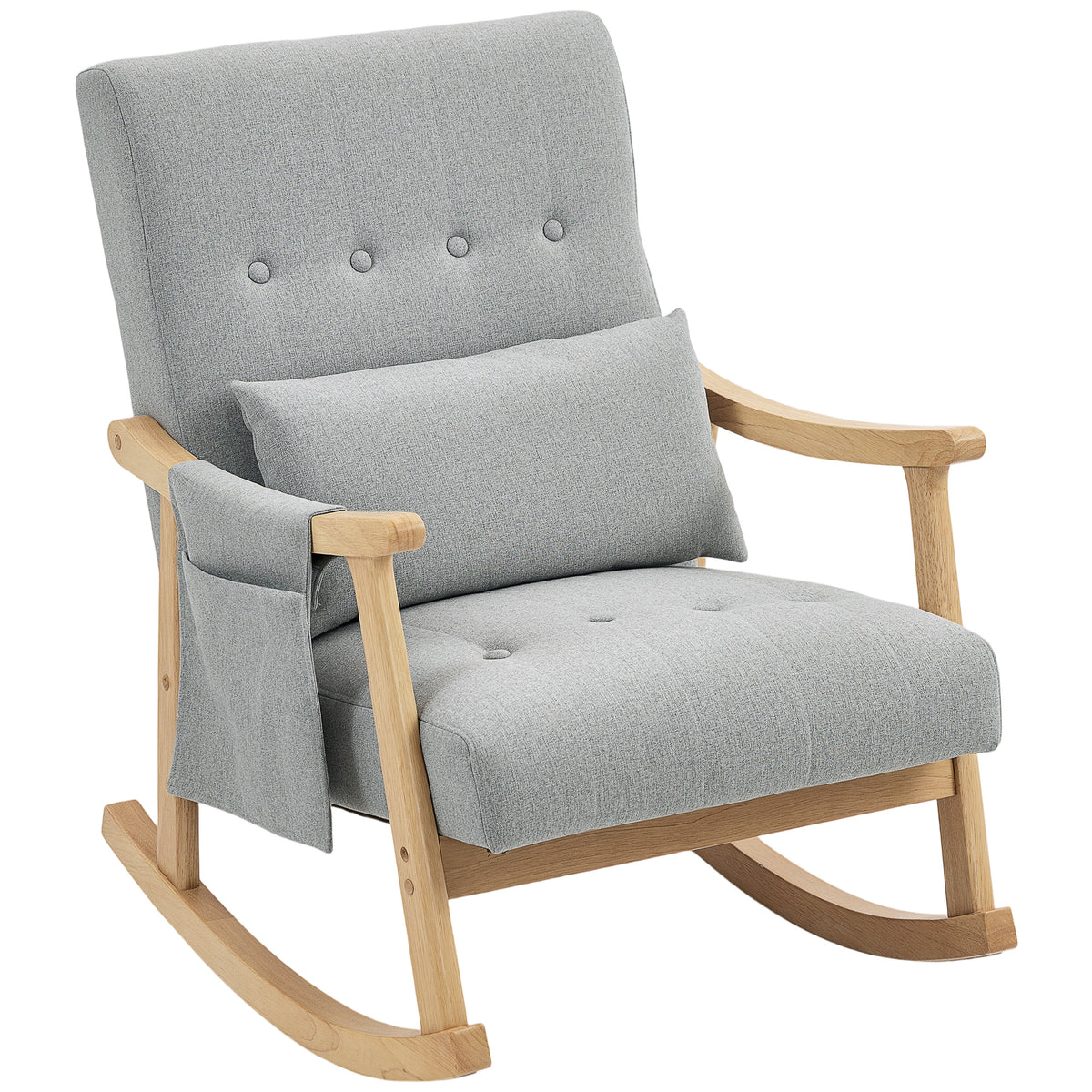 Kozy Wood Frame Rocking Accent Chair - Light Grey
