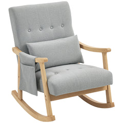 Kozy Wood Frame Rocking Accent Chair - Light Grey