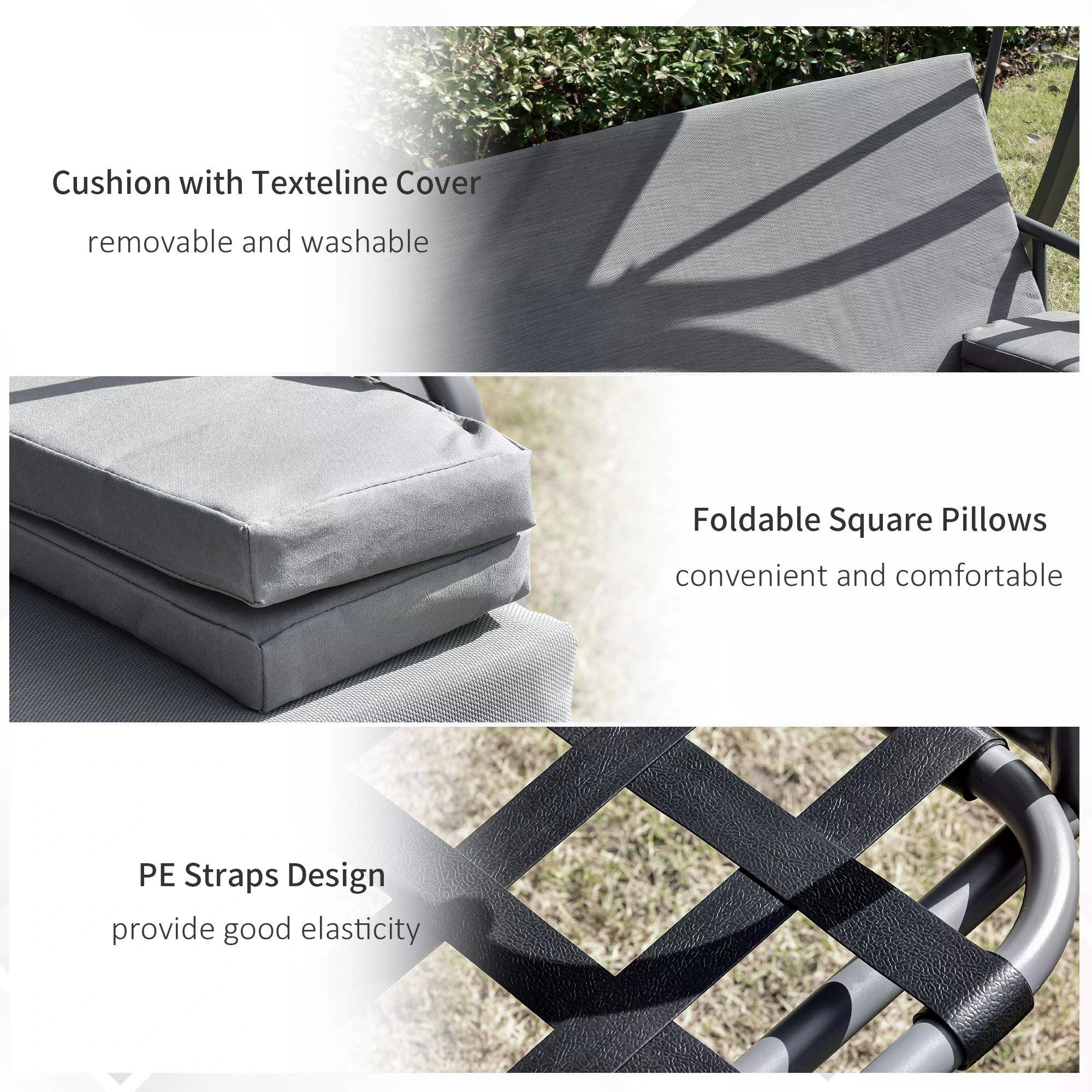 Kozy 2-in-1 Patio 3 Seater Swing Chair Hammock w/ Cushion Adjustable Canopy Garden