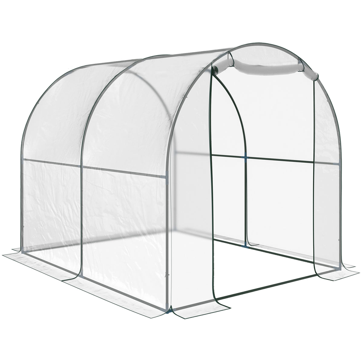 Kozy Walk-in Polytunnel Greenhouse with Roll-up Door Transparent Tunnel Greenhouse with Steel Frame and PVC Cover, 2.5 x 2m