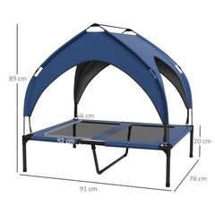 PawHut Cooling Pet Bed Raised with Washable Breathable Mesh for Medium, Large Dogs, 91 x 76 x 89 cm, Dark Blue | Aosom UK
