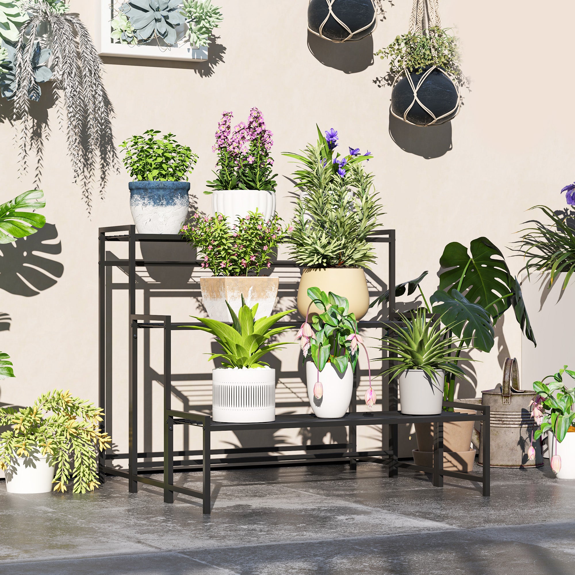 Kozy - Three-Tier Metal Plant Shelf - Black