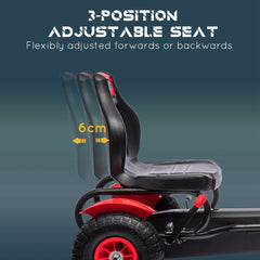 HOMCOM Go Kart for Kids, Pedal Powered Ride On, Adjustable Seat, Pneumatic Tyres, Handbrake, for 5-12 Years, Red | Aosom UK