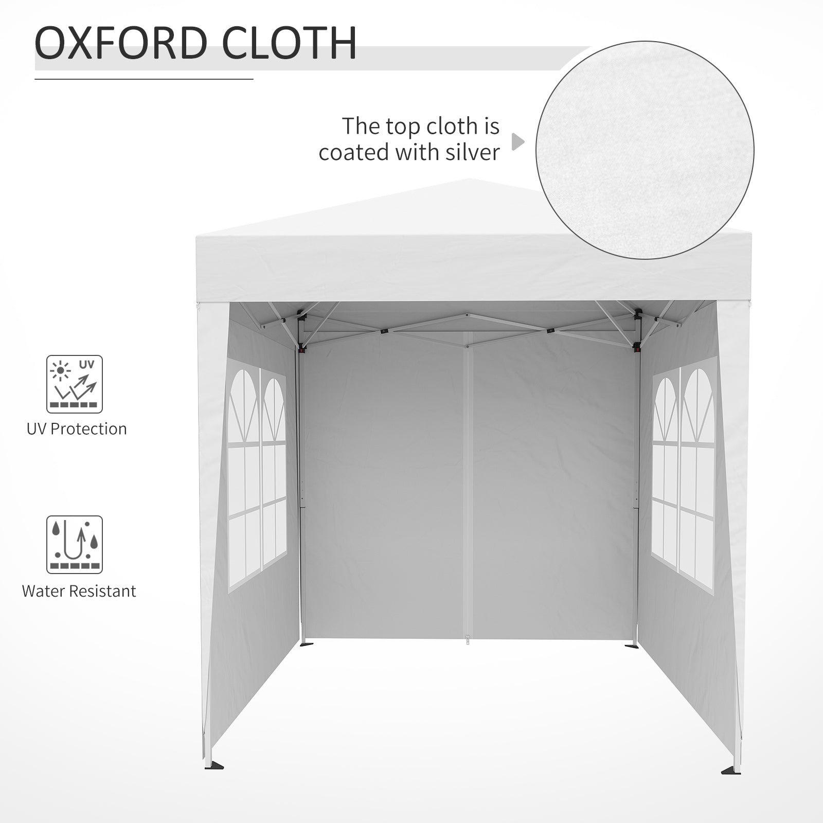 Outsunny 2 x2m Pop Up Gazebo Canopy Party Tent Wedding Awning W/ free Carrying Case White + Removable 2 Walls 2 Windows