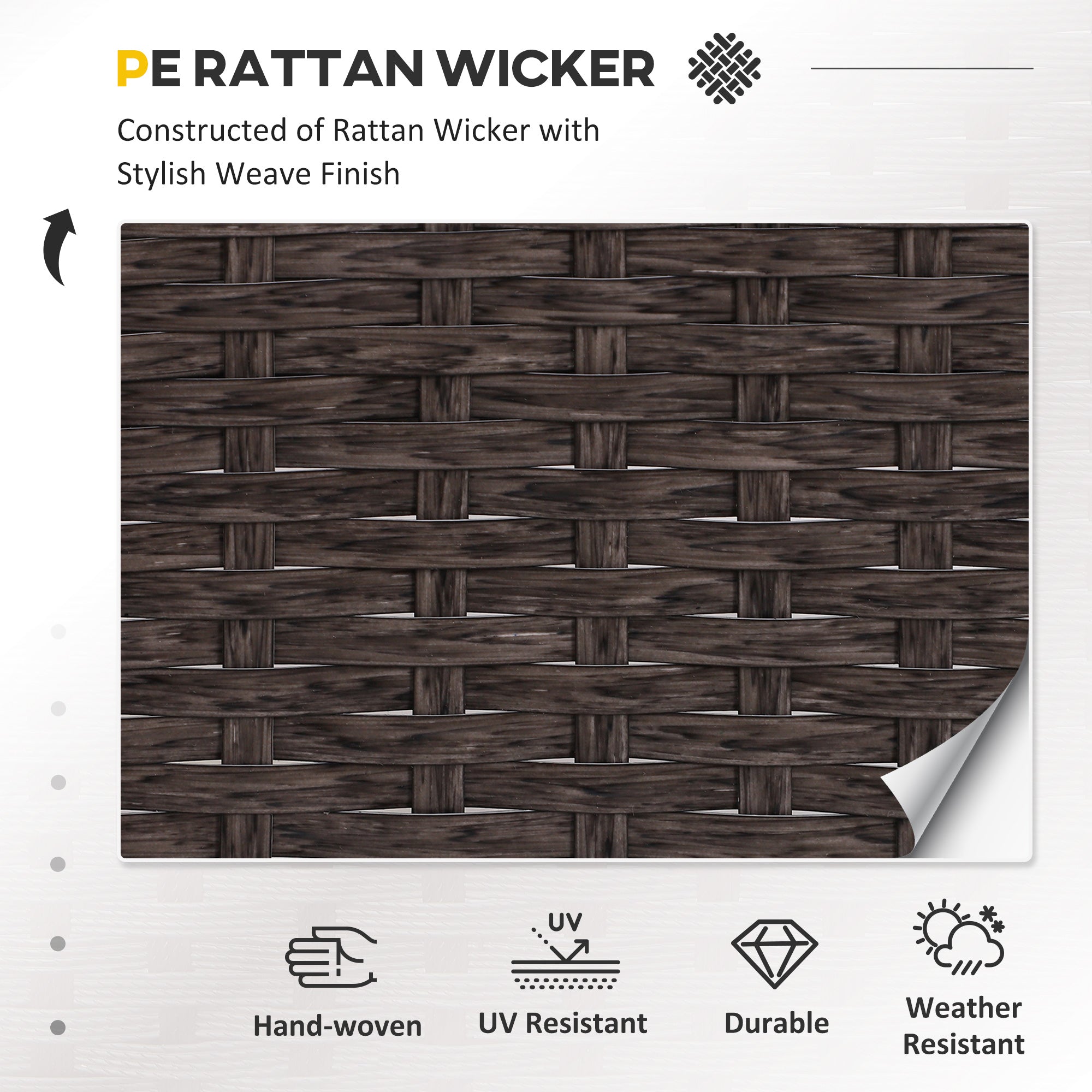 Kozy 5 Pieces PE Rattan Garden Furniture Set with 10cm Thick Padded Cushions, Wicker Weave Outdoor Seating Chairs with 2 Armchairs, 2 Stools, Glass Top Table, Brown