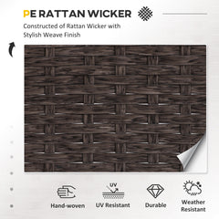 Kozy 5 Pieces PE Rattan Garden Furniture Set with 10cm Thick Padded Cushions, Wicker Weave Outdoor Seating Chairs with 2 Armchairs, 2 Stools, Glass Top Table, Brown