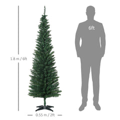 HOMCOM 1.8m Artificial Christmas Tree Pine Tree W/Plastic Stand