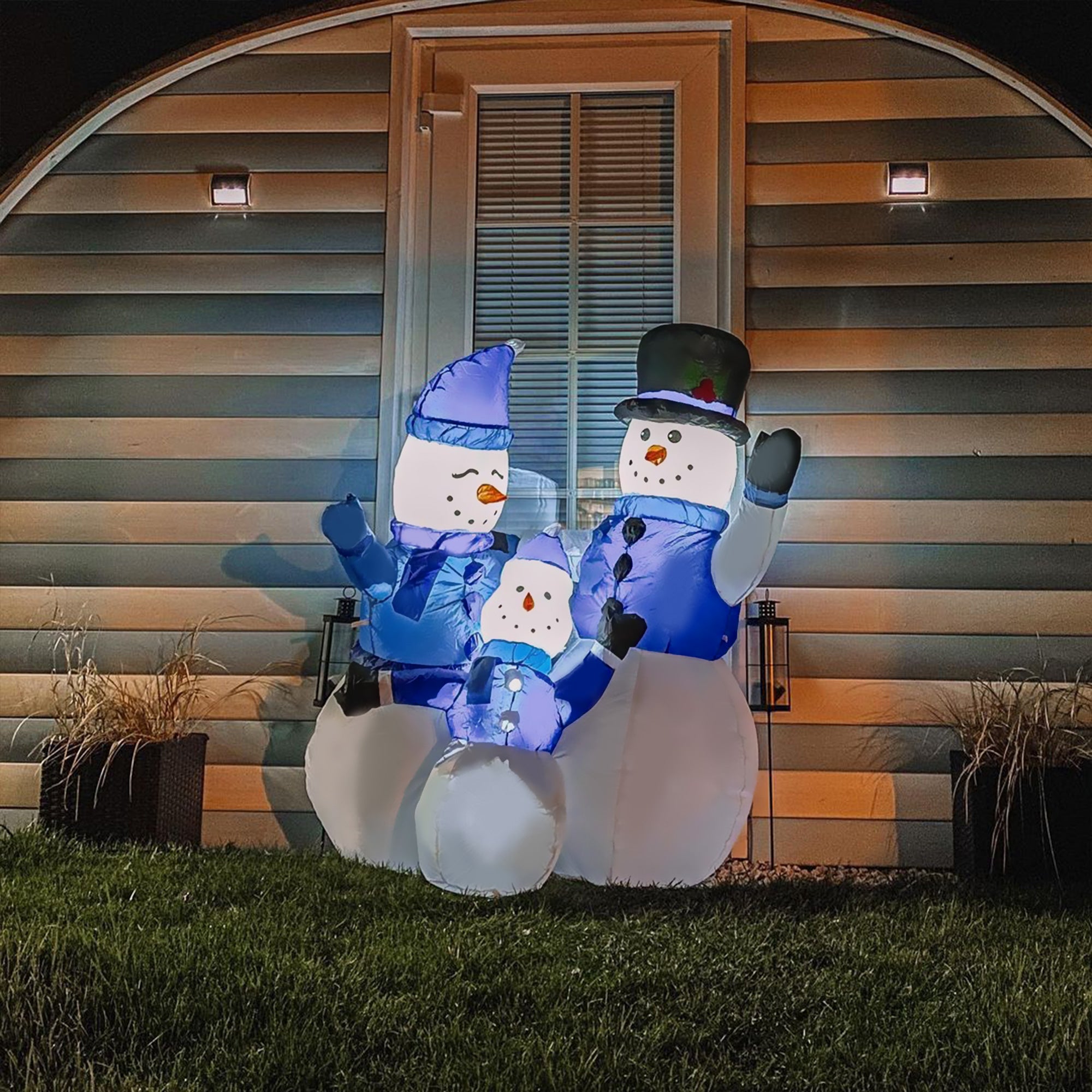 Kozy 4ft Inflatable Christmas Snowmen Family Xmas LED Outdoor Indoor Holiday Decorations Yard