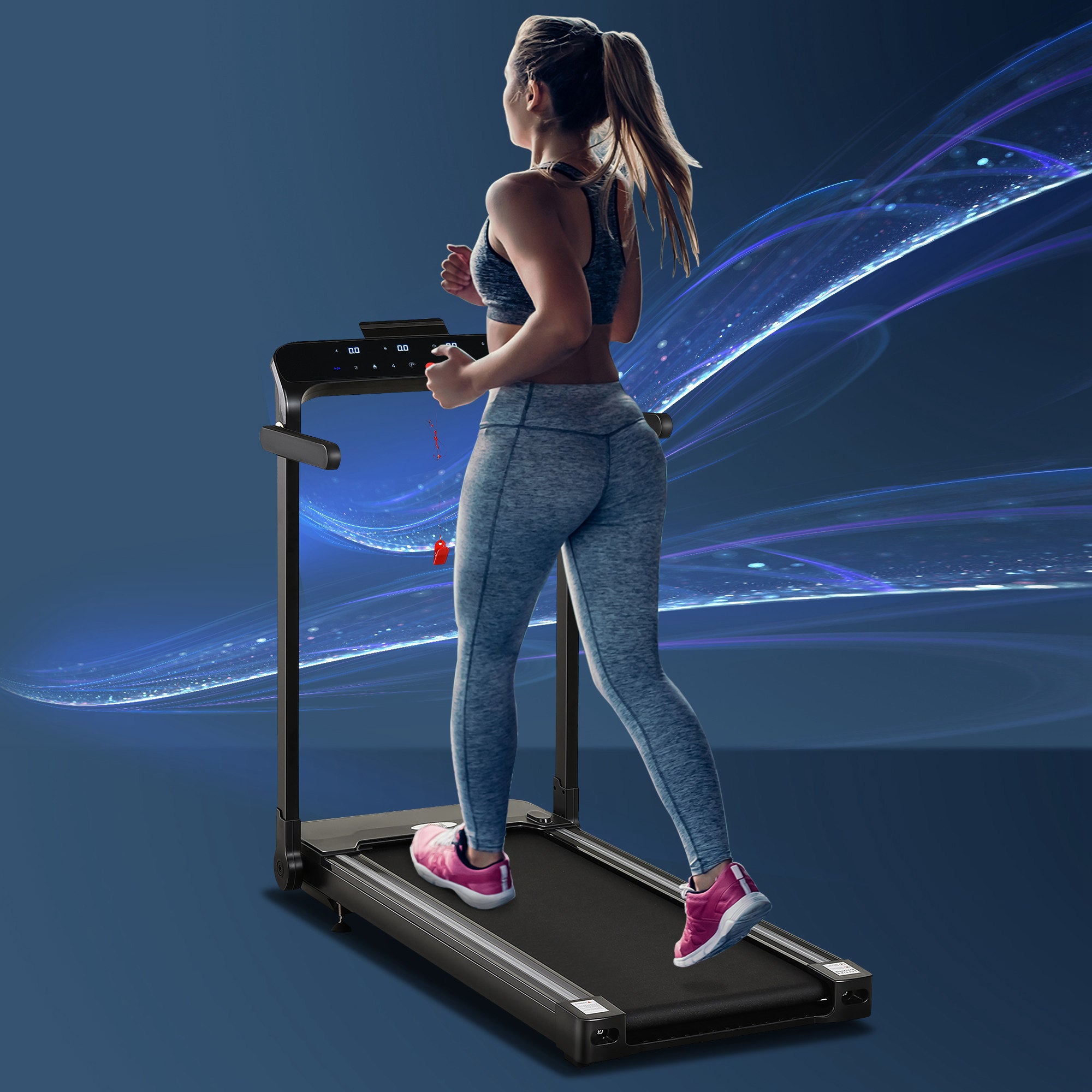 Kozy Folding Treadmill, 1.85HP Installation-Free Walking Jogging Running Machine, 12KM/H with 12 Pre-Programs and LED Display for Home Gym Office