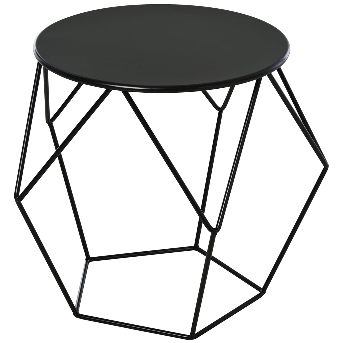 Kozy Round Side Table, Minimalist End Table with Steel Frame, Small Coffee Table for Living Room, Bedroom, Black