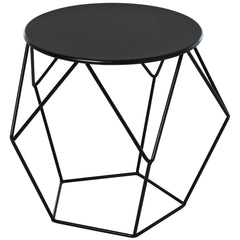 Kozy Round Side Table, Minimalist End Table with Steel Frame, Small Coffee Table for Living Room, Bedroom, Black