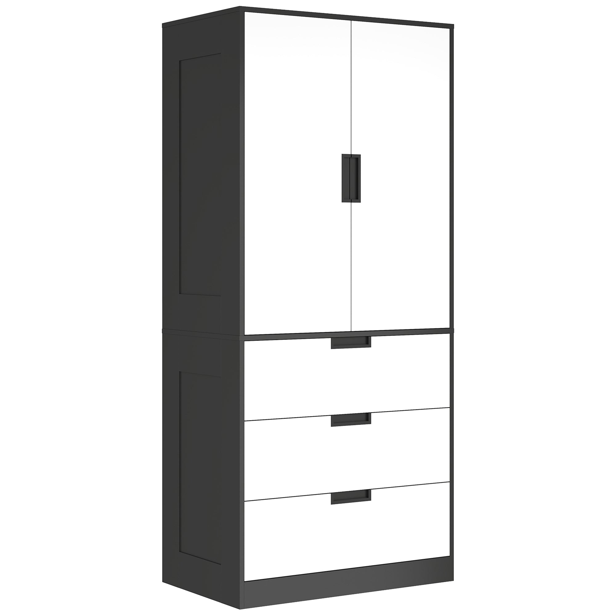 Two Door, Two Drawer Wardrobe - White/Brown