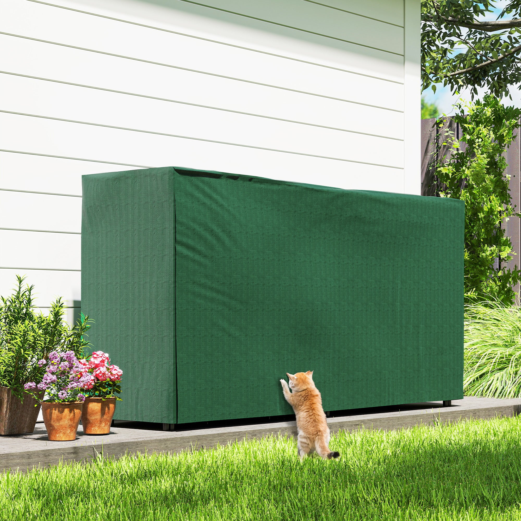 Kozy - Firewood Rack with Waterproof Cover, Heavy Duty Metal Log Store Indoors, Log Storage Holder for Outdoor Indoor Fireplace, 200 x 36 x 99 cm, Dark Green
