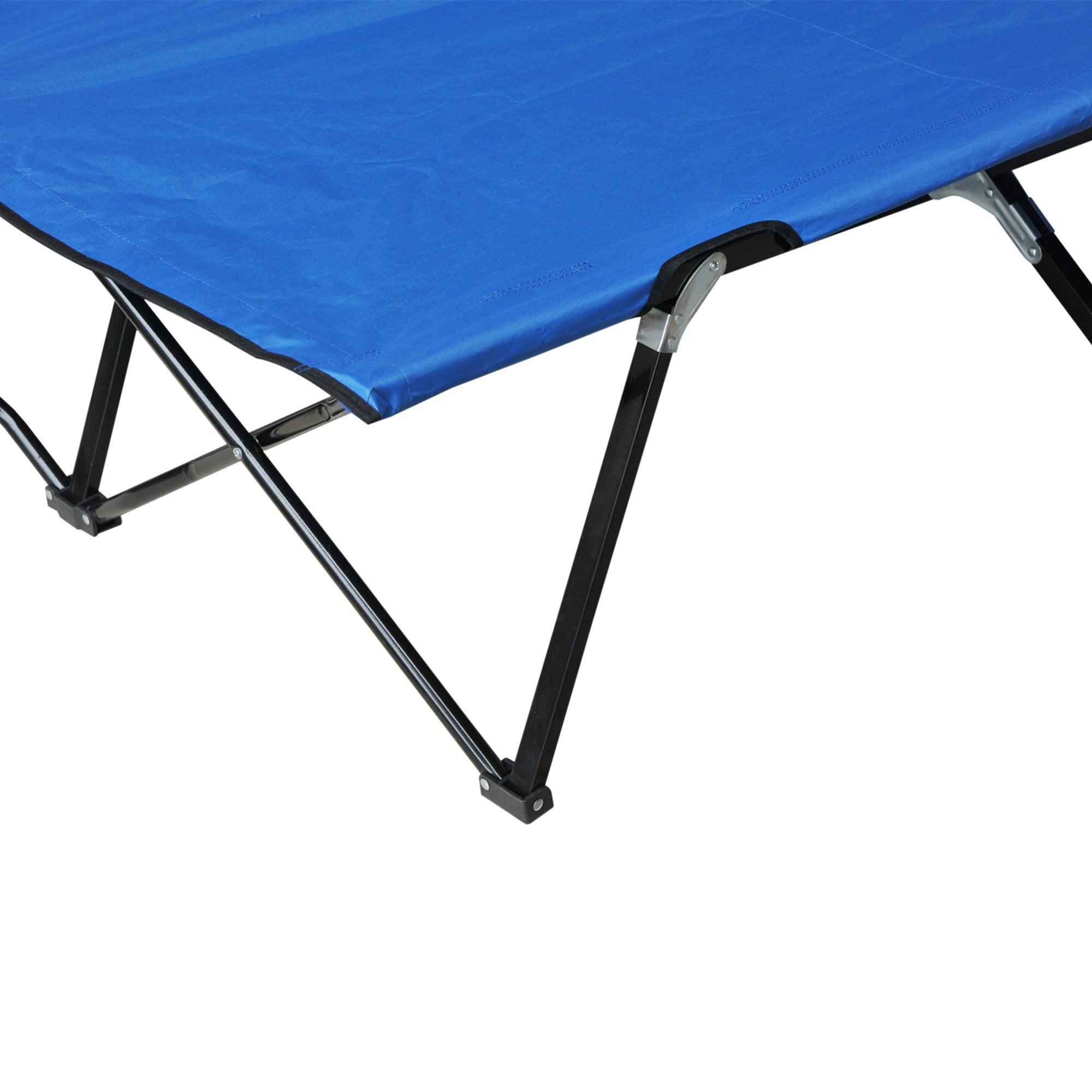 Outsunny Folding Double Camping Cot, Lightweight Outdoor Patio Sunbed with Carry Bag, Blue