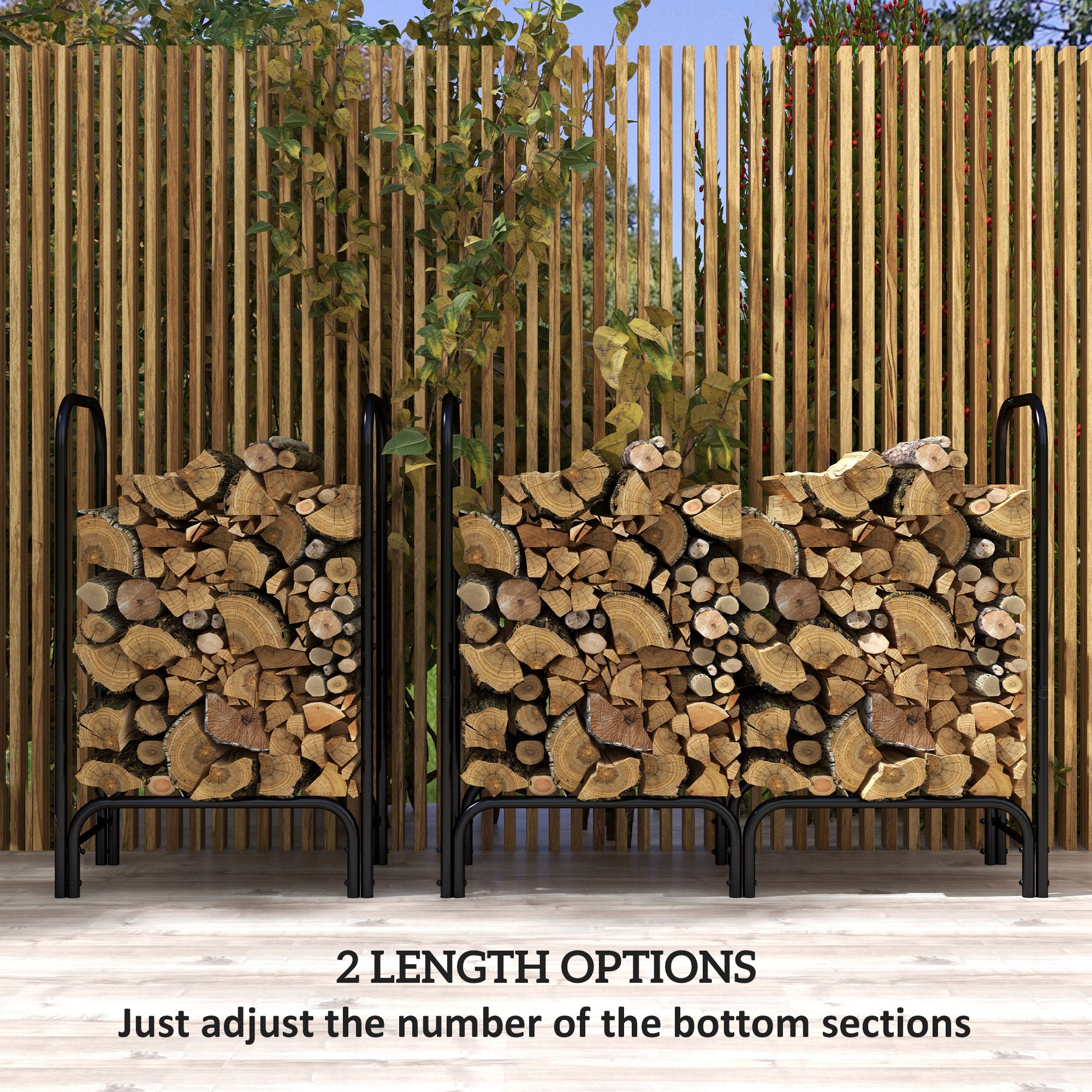 Kozy - 4FT Firewood Rack with Canvas Carrier Bag and 600D Oxford Waterproof Cover, Metal Log Store Indoors, Log Storage Rack Holder for Outdoor Indoor Fireplace, Black