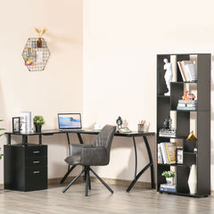 Kozy L-Shaped Computer Desk Table with Storage Drawer, Home Office Desk Corner Industrial Style Workstation for A4 Files 143.5 x 143.5 x 76cm, Black