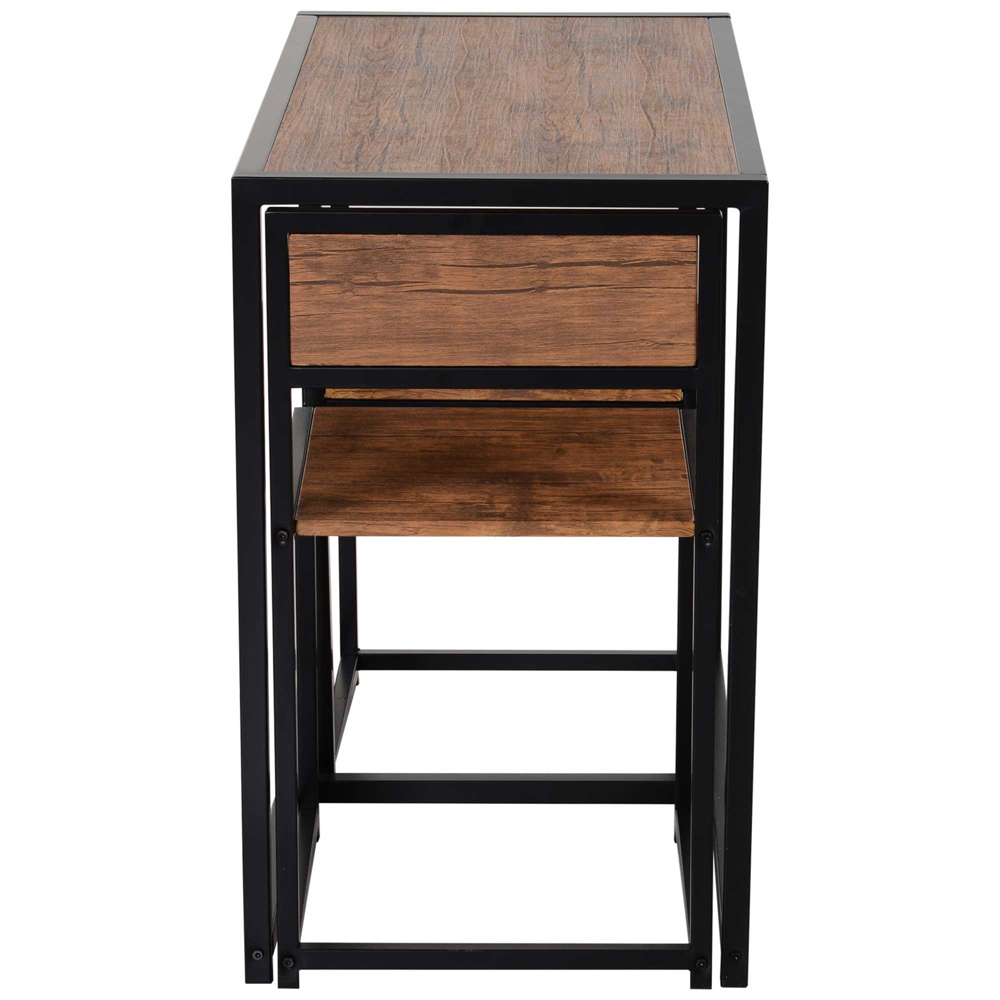 Kozy Dining Table and Chairs Set 2, Dining Room Sets, Rectangular Space Saving Table and 2 Chairs for Compact Kitchens, Steel Frame, Natural