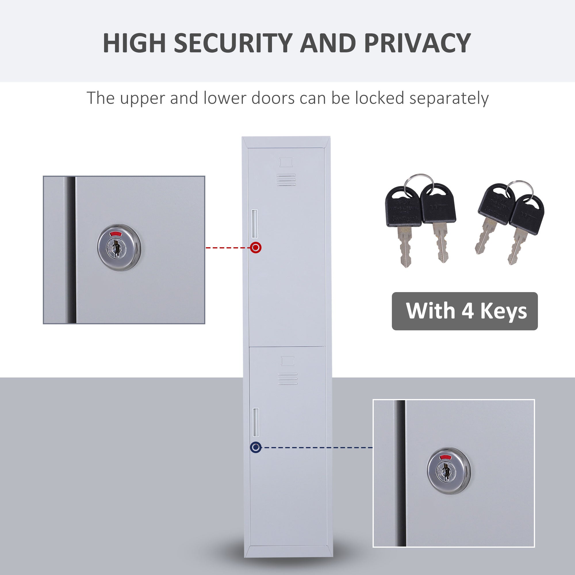 Kozy Locker Cabinet Storage Cold Rolled Steel w/ Shelves Vertical Cupboard Grey 38 x 46 x 180 cm