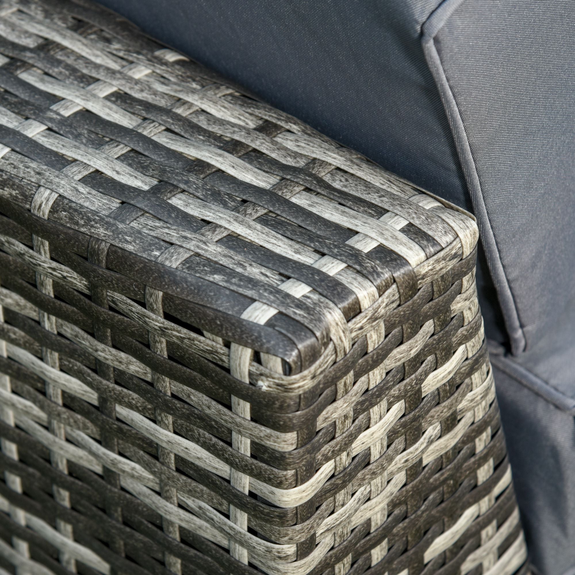 Kozy 6 PC Rattan Sofa Coffee Table Set Sectional Wicker Weave Furniture for Garden Outdoor Conservatory w/ Pillow Cushion Grey