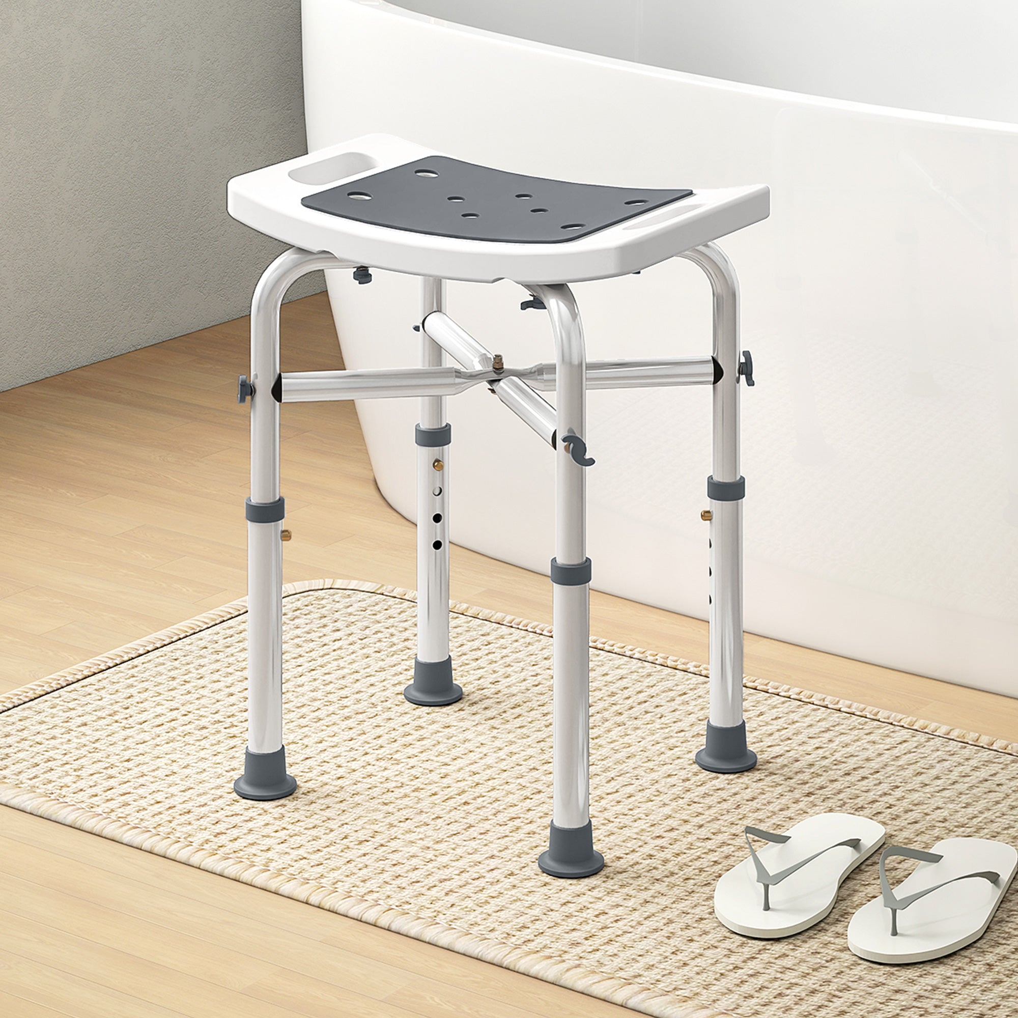 Kozy - 44-51.5cm Aluminium Frame Shower/Bath Stool - Grey