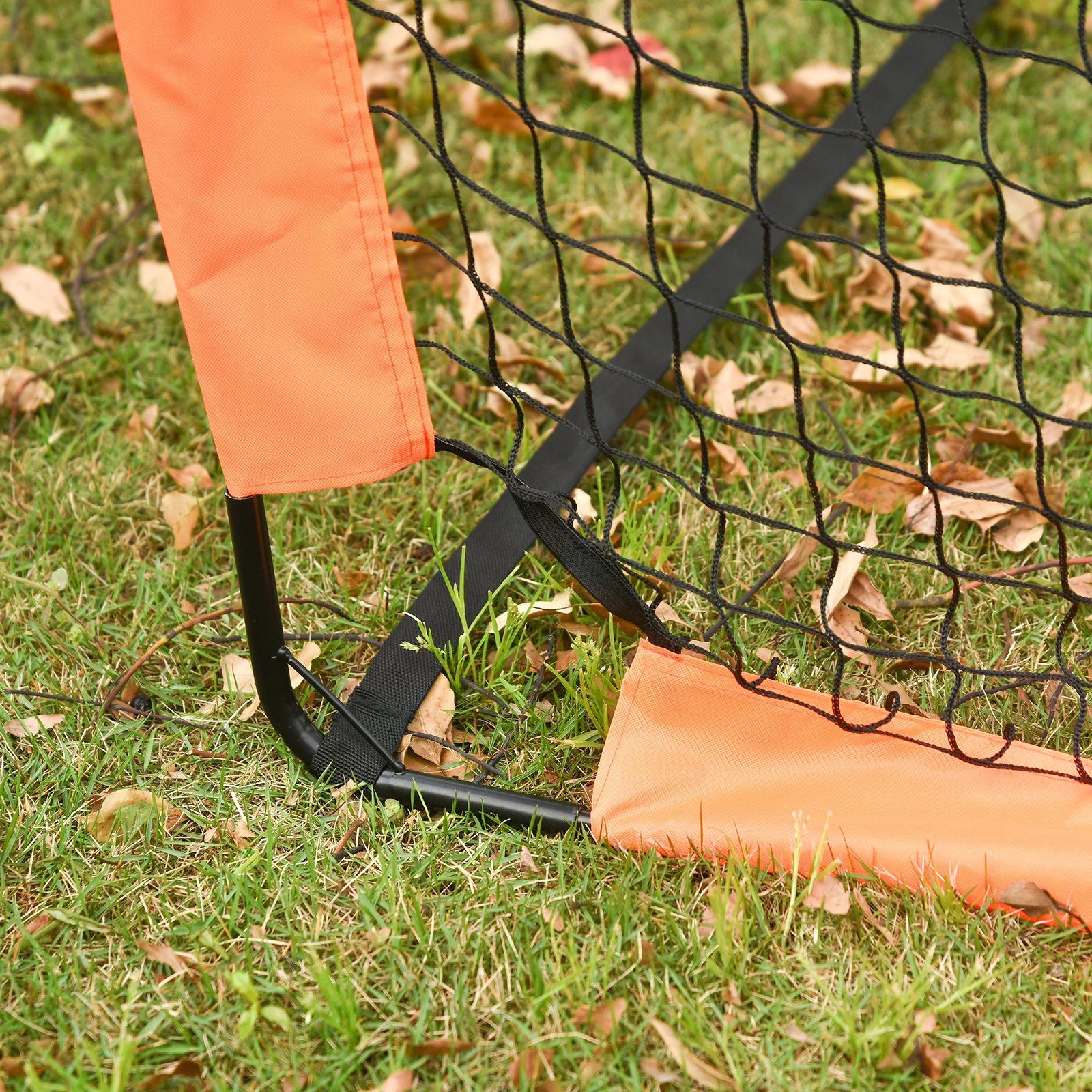 HOMCOM Outdoor Folding Football Goal, Tetoron Mesh, Orange, Ideal for Garden and Park Play