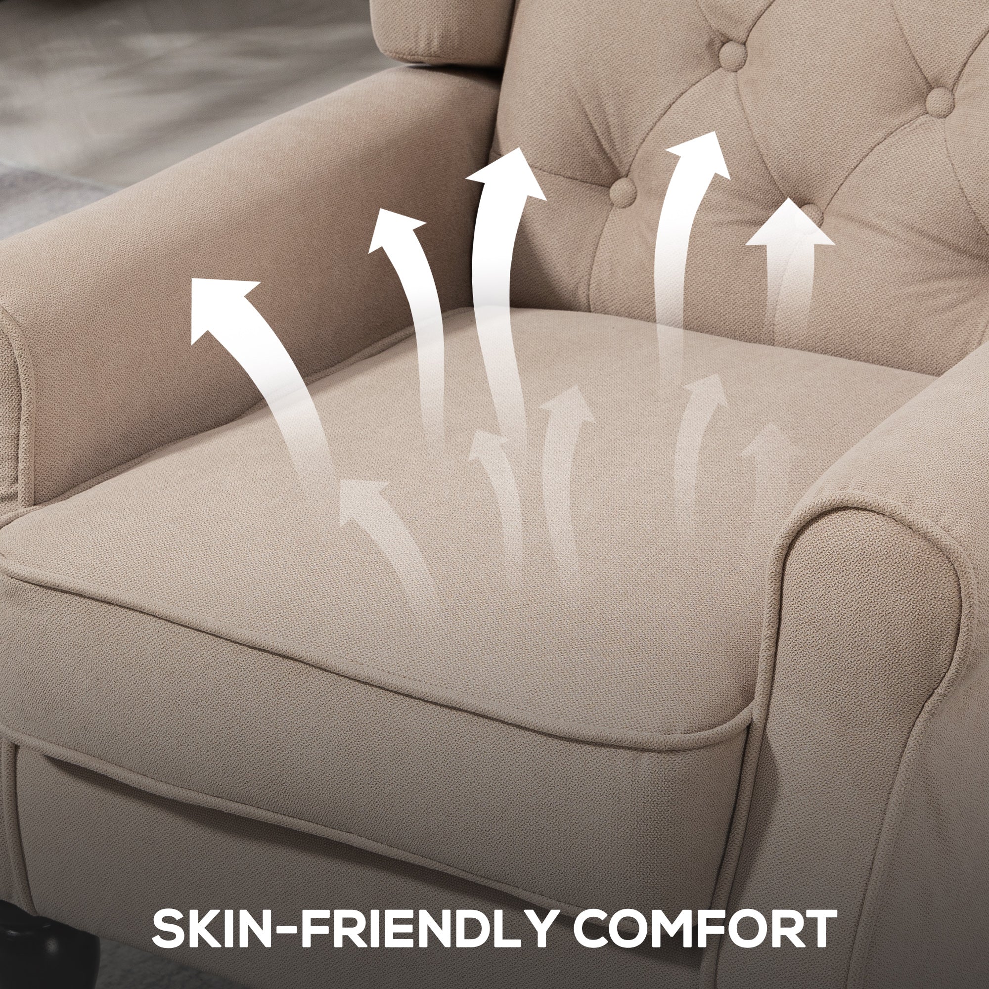 Kozy Wingback Accent Chair, Retro Upholstered Button Tufted Occasional Chair for Living Room and Bedroom, Beige