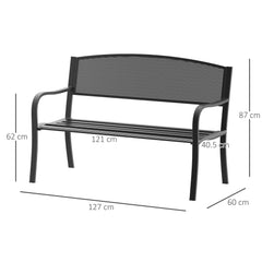 Kozy Garden Bench Furniture Patio Park 2 Person Chair Seat Steel Black 120cm Outdoor